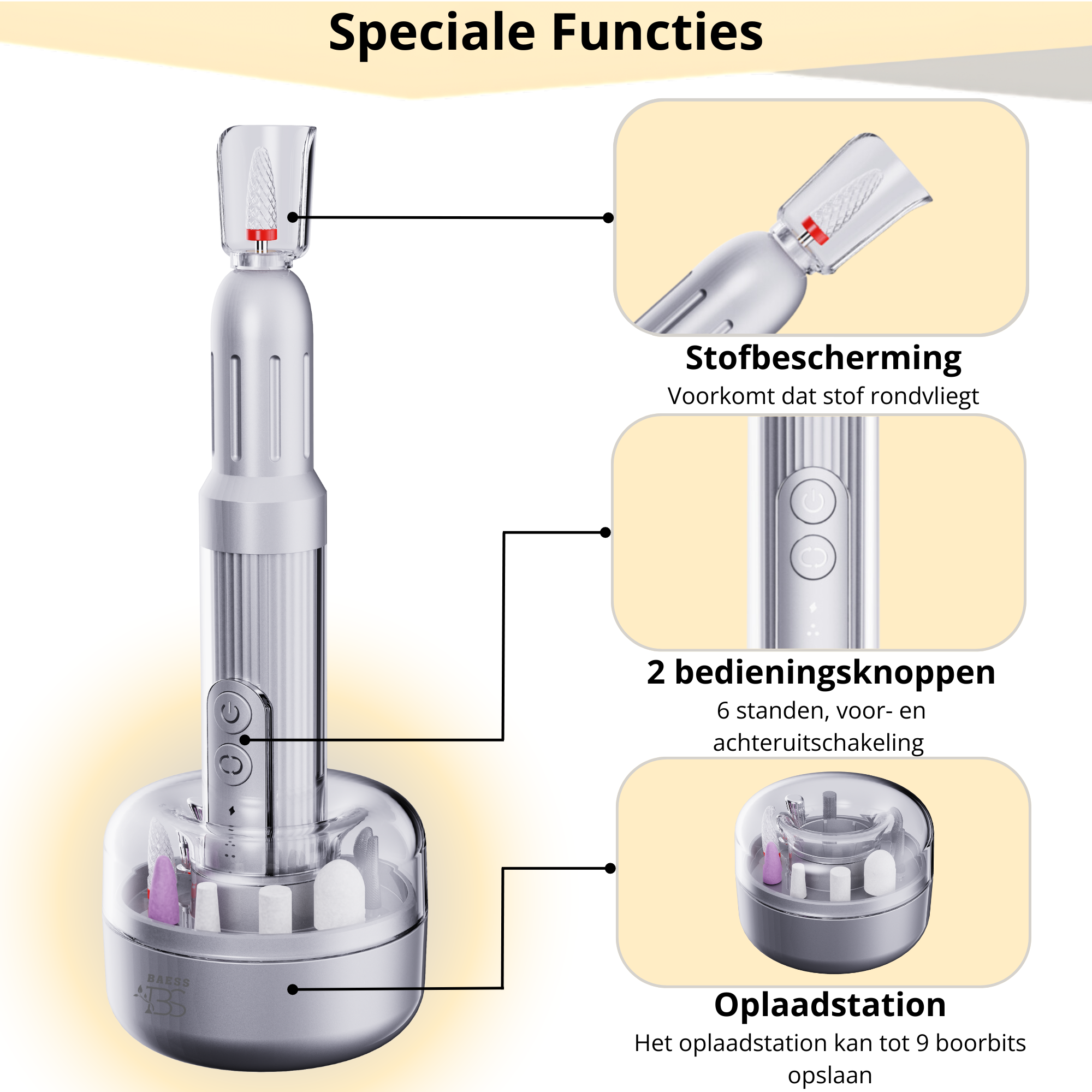 Elektrische Nagelvijl - Draadloze Nagelfrees - Oplaadstation