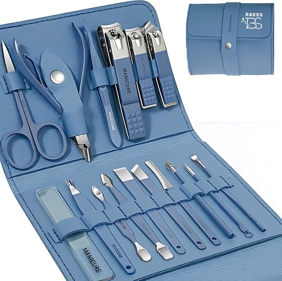 16-Delige Pedicure en Manicure Set - Nagelset - Blauw