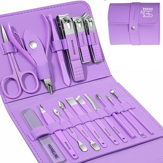 16-Piece Pedicure and Manicure Set - Nail Set - Pink