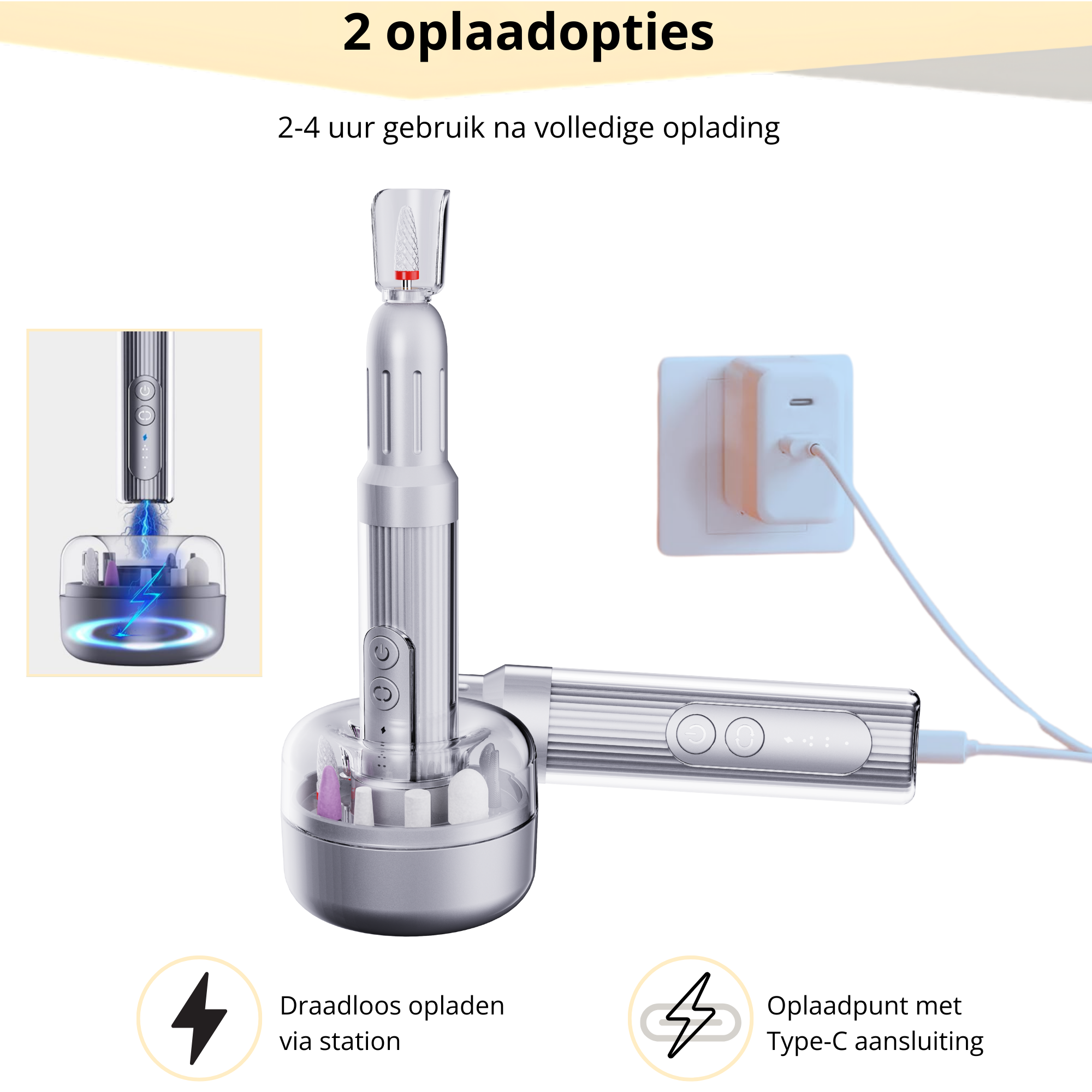 Elektrische Nagelvijl - Draadloze Nagelfrees - Oplaadstation